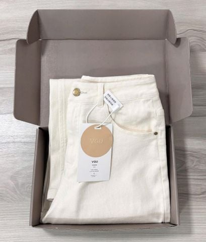 VGU9612-Quần jean baggy Kem (ko kèm nịt)