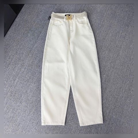 VGU9612-Quần jean baggy Kem (ko kèm nịt)