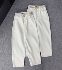 VGU9612-Quần jean baggy Kem (ko kèm nịt)