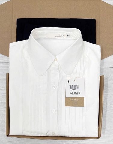 TQ4020-Set công sở áo sơ mi kiểu, CV dài Đen (áo Trắng)