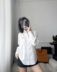 TB7797-Áo sơ mi tay dài thêu họa tiết Trắng