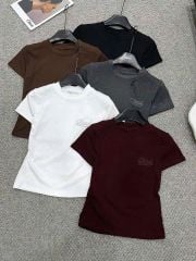 TB7811-Áo thun body thêu chữ Đen