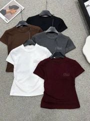 TB7811-Áo thun body thêu chữ Đen