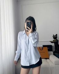 TB7796-Áo sơ mi tay dài thêu họa tiết sọc Xanh