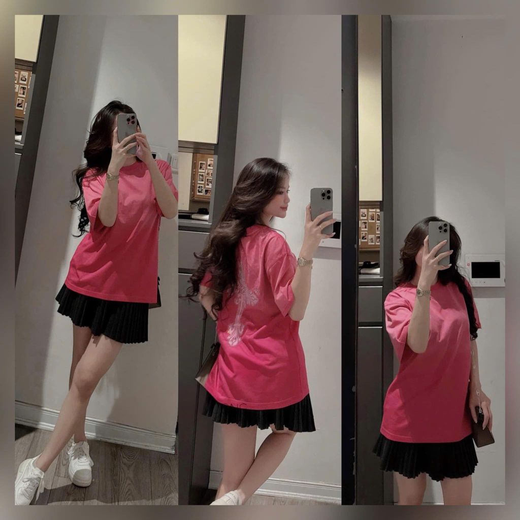 VGU9678-Set áo in họa tiết đính đá, CV xếp ly Xám