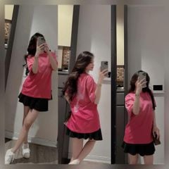 VGU9678-Set áo in họa tiết đính đá, CV xếp ly Xám