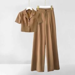 SKY7824-Set áo kiểu Vest, quần dài Nâu