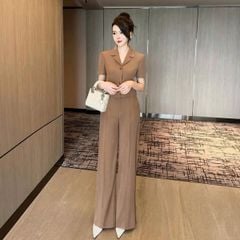 SKY7824-Set áo kiểu Vest, quần dài Nâu