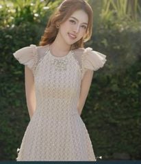 VGU9690 ĐẦM KEM TK NƠ KẾT NGỌC