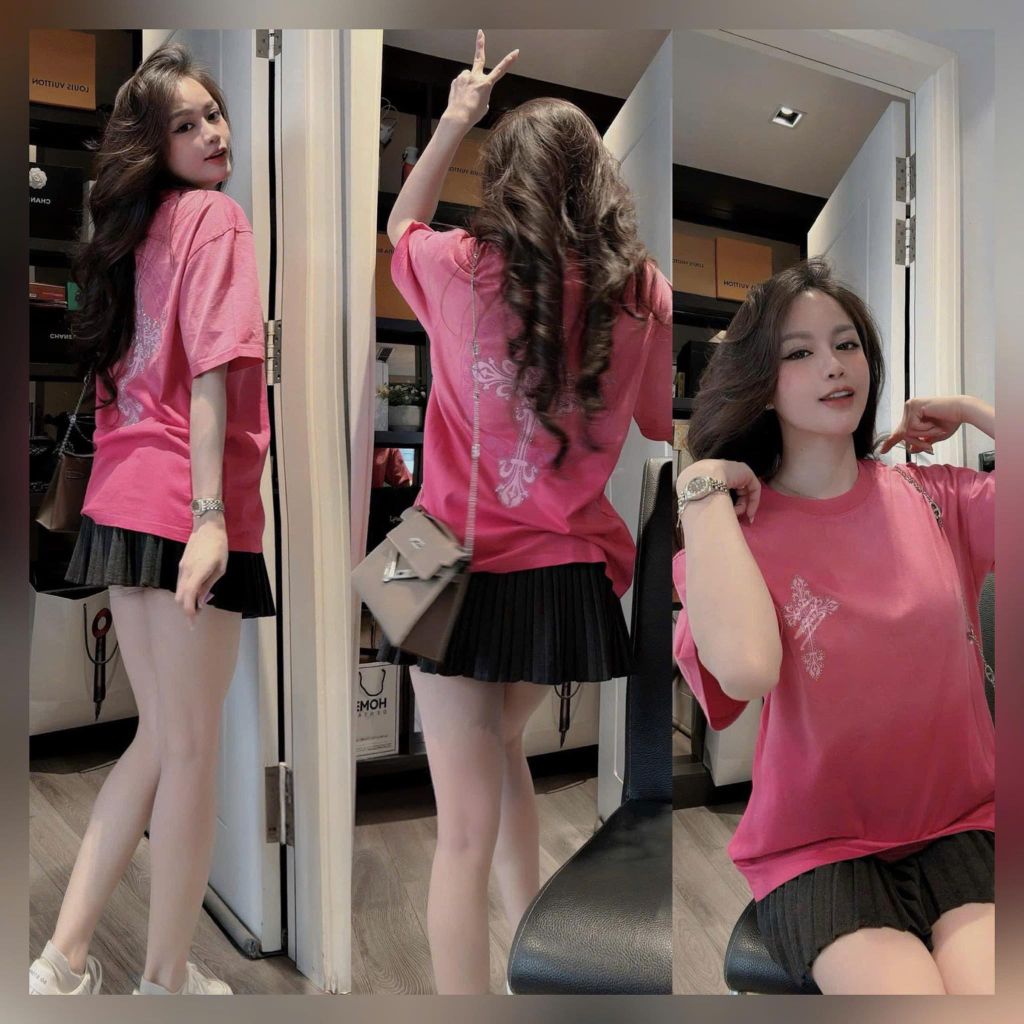 VGU9678-Set áo in họa tiết đính đá, CV xếp ly Xám