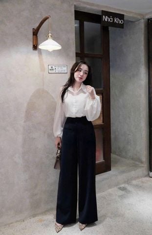 SKY7842-Set công sở áo sơ mi, quần dài Đen (áo trắng)