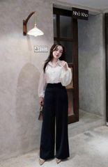 SKY7841-Set công sở áo sơ mi, quần dài Đen (áo kem)