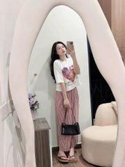 KS0437 SET ÁO THUN IN QUẦN CARO DÀI