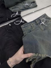 VGU9707-Chân váy jean lai tua rua Xanh (cv lẻ)