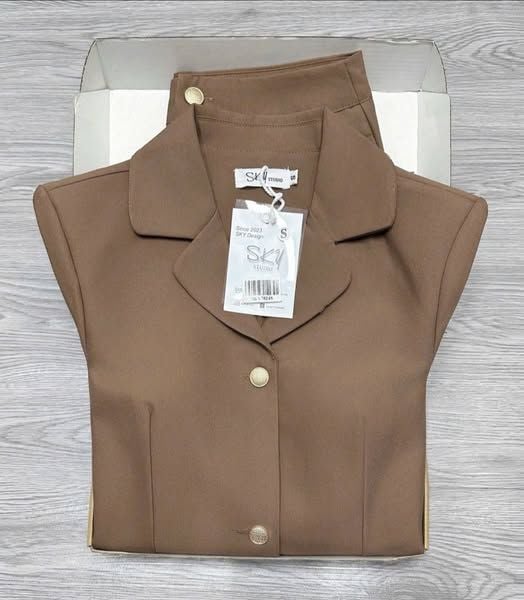 SKY7824-Set áo kiểu Vest, quần dài Nâu