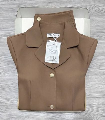 SKY7824-Set áo kiểu Vest, quần dài Nâu