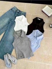 VRA0483-Áo thun sát nách cổ polo Xám (áo lẻ)