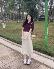 TB7810 SET ÁO THUN CỔ SƠ MI ( ĐỎ ) + CV DÀI ( KEM )