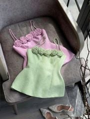 VGU9761 ÁO 2 DÂY ĐÍNH HOA ( HỒNG )