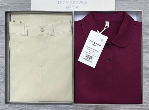 TB7810 SET ÁO THUN CỔ SƠ MI ( ĐỎ ) + CV DÀI ( KEM )
