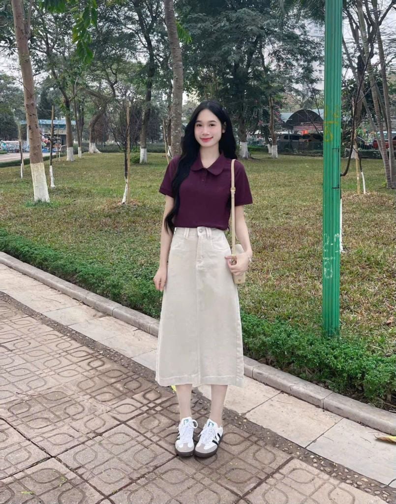 TB7810 SET ÁO THUN CỔ SƠ MI ( ĐỎ ) + CV DÀI ( KEM )
