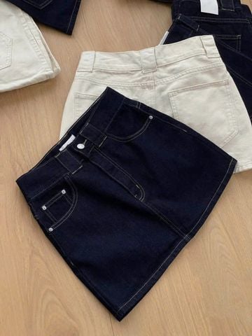 TB7870-Chân váy Jean ngắn Xanh Đậm