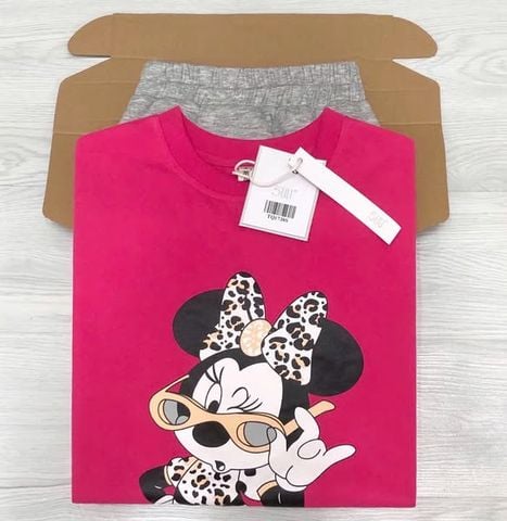 TQ1738-Set áo micky hồng, CV ngắn Xám