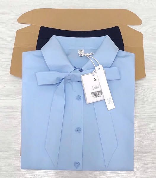 TQ1737-Set công cở áo sơ mi cột nơ cổ, CV dài xếp ly (áo Xanh)