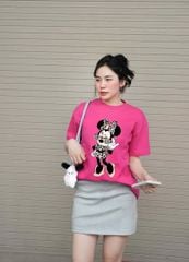 TQ1738-Set áo micky hồng, CV ngắn Xám