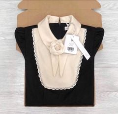TQ1741-Đầm dài ngực phối viền ren+tag hoa Đen