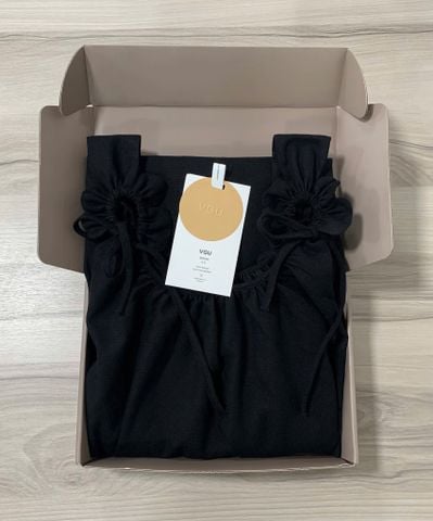 VGU9789-Đầm suông Linen 2 dây Đen