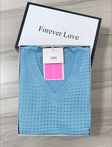 VGU9823-Áo len cổ tim Xanh (áo lẻ)