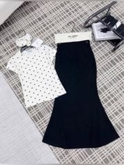 VGU9811-Set áo body họa tiết tim, CV đuôi cá Đen