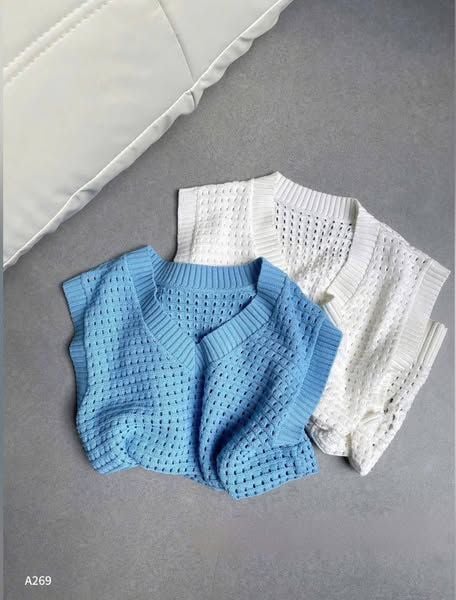 VGU9823-Áo len cổ tim Xanh (áo lẻ)