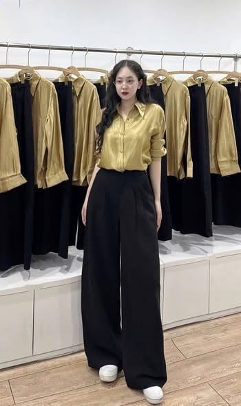 TQ4064-Set áo sơ mi, quần dài Đen