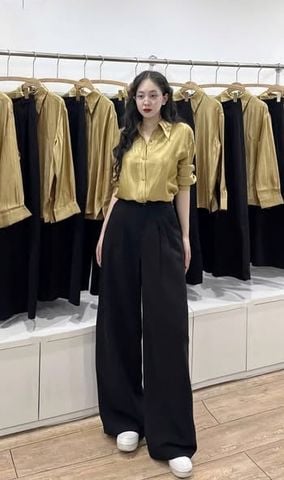 TQ4064-Set áo sơ mi, quần dài Đen