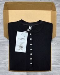 TB7843 ÁO THUN ĐÍNH NÚT ( ĐEN )