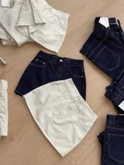 TB7870-Chân váy Jean ngắn Xanh Đậm