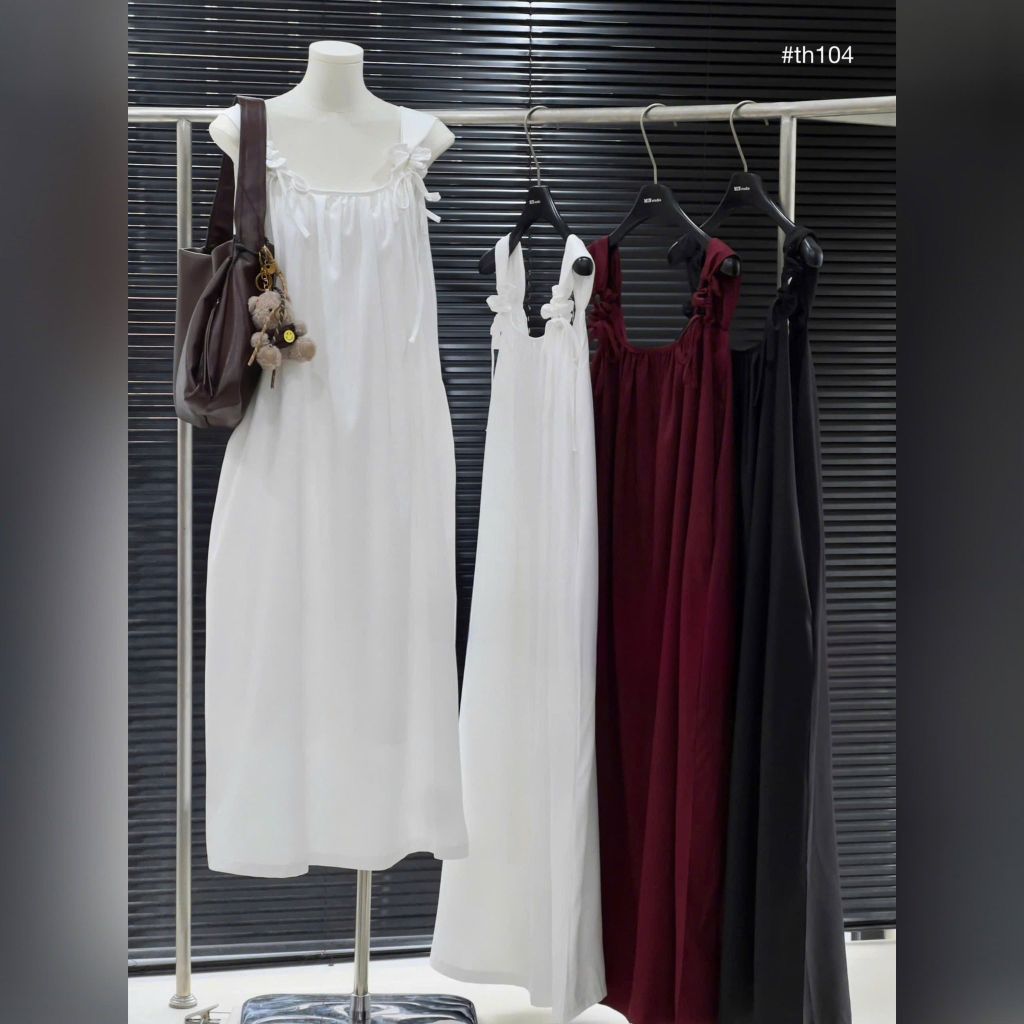 VGU9788-Đầm suông Linen 2 dây Đỏ