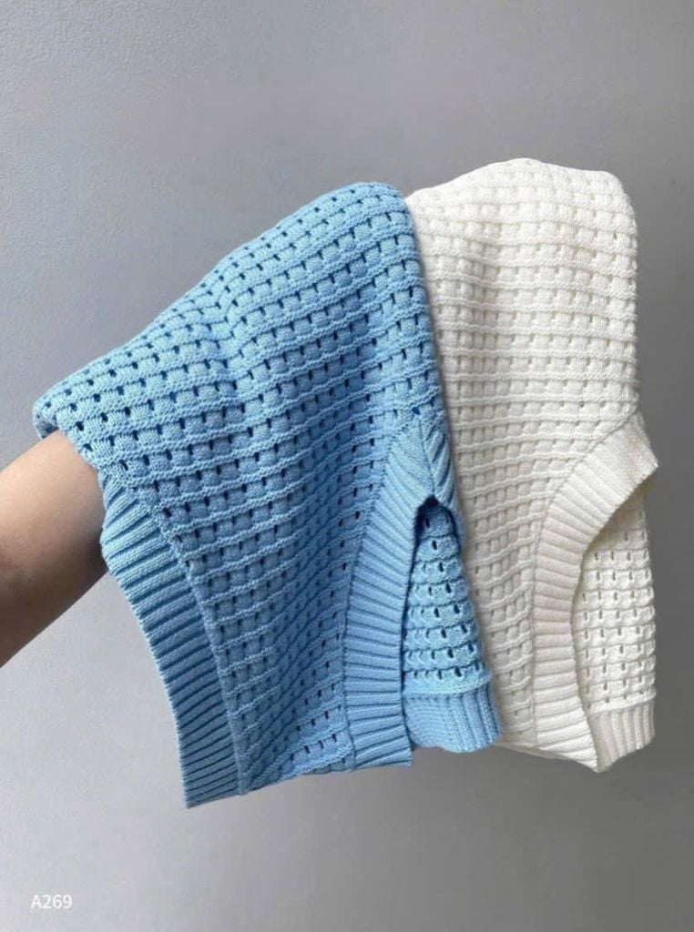 VGU9823-Áo len cổ tim Xanh (áo lẻ)