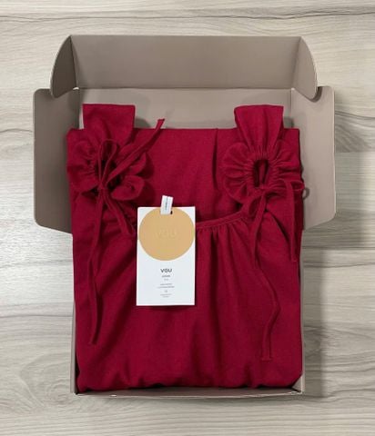 VGU9788-Đầm suông Linen 2 dây Đỏ