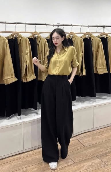 TQ4064-Set áo sơ mi, quần dài Đen