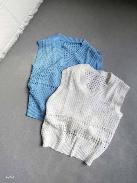 VGU9823-Áo len cổ tim Xanh (áo lẻ)