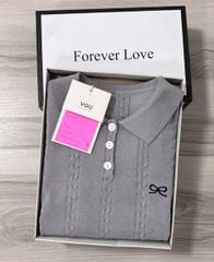 VGU9851-Áo len cổ polo thêu nơ Xám (áo lẻ)