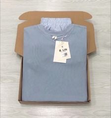 KS5076-Set basic áo thun+quần suông kẻ Xanh