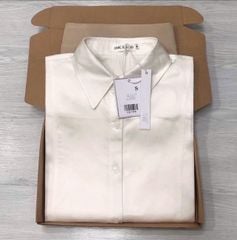 TQ1749-Set basic áo sơ mi tay dài, CV ngắn Nâu