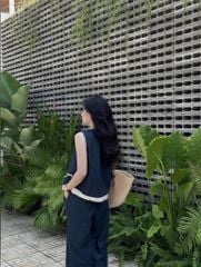 VGU9862 SET JEAN VIỀN REN KẾT NƠ, QUẦN DÀI