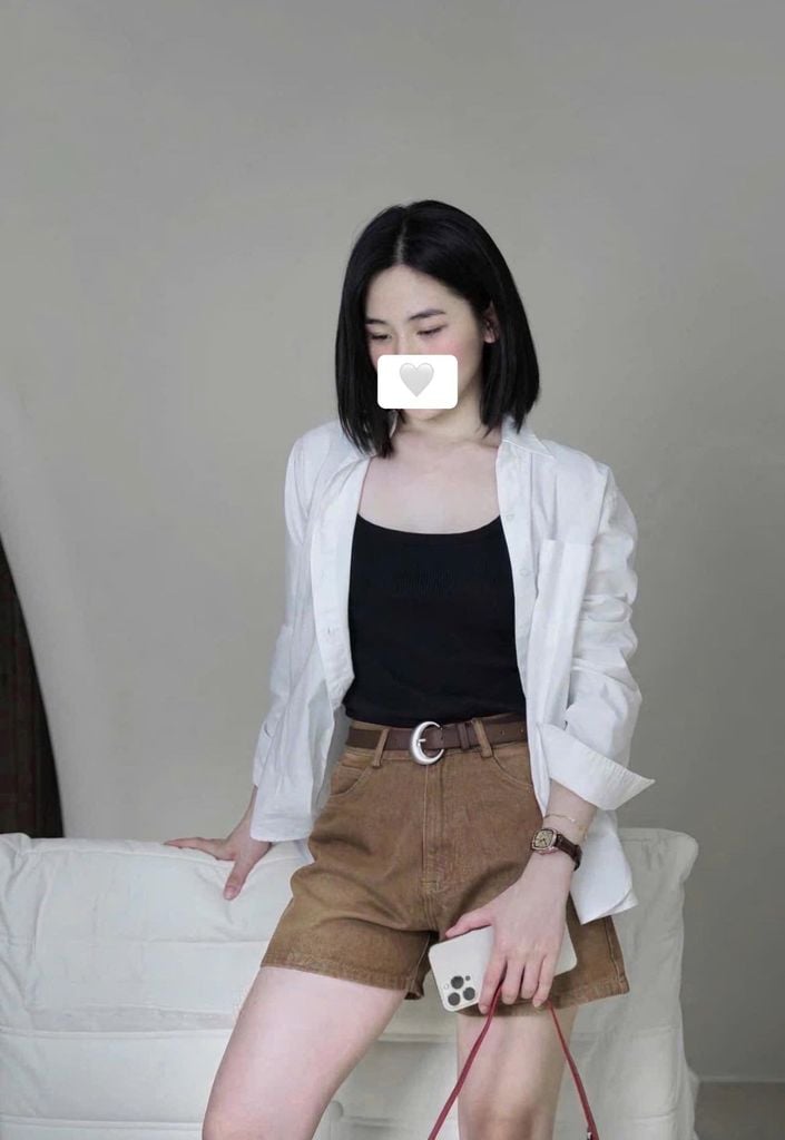 VGU9888-Quần short Jean Nâu (quần lẻ -ko kèm nịt)