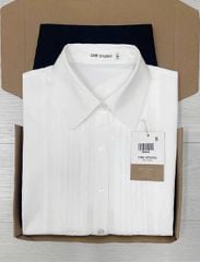 TQ4084-Set áo sơ mi trắng xếp ly ngực, CV ngắn Đen