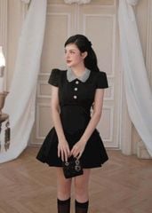 VGU9886 ĐẦM CỔ SƠ MI KẾT HẠT ( ĐEN )
